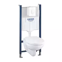 Set vas WC suspendat cu capac Grohe rezervor incastrat Solido Compact 4 in 1 cu clapeta alba Skate Air preasamblat