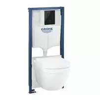 Set vas WC suspendat cu capac Grohe Start Edge rezervor incastrat Solido 5 in 1 cu clapeta neagra Skate Cosmopolitan