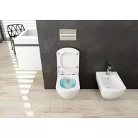 Set vas WC suspendat Deante Anemon Zero alb cu cadru de toaleta, rezervor ascuns si cu buton de actiune crom picture - 3
