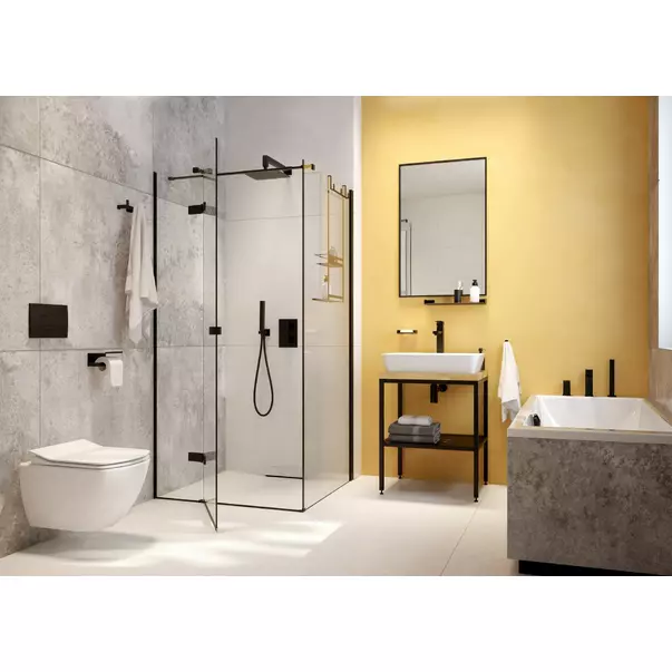 Set vas WC suspendat Deante Anemon Zero alb cu cadru de toaleta, rezervor ascuns si cu buton de actiune negru picture - 2