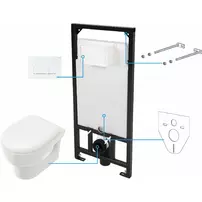 Set vas WC suspendat Deante Avis alb cu cadru de toaleta si rezervor ascuns picture - 1