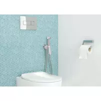 Set vas WC suspendat Deante Peonia Zero alb cu cadru de toaleta, rezervor ascuns si buton de actiune crom picture - 2