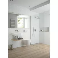 Set vas WC suspendat Deante Peonia Zero alb cu cadru de toaleta, rezervor ascuns si buton de actiune crom picture - 8