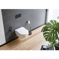 Set vas WC suspendat Deante Peonia Zero alb cu cadru de toaleta, rezervor ascuns si buton de actiune negru picture - 3