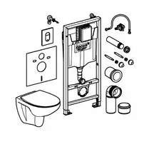 Set vas WC suspendat Grohe Solido 5 in 1 rezervor incastrat cu clapeta crom Arena si capac Bau Ceramic picture - 3