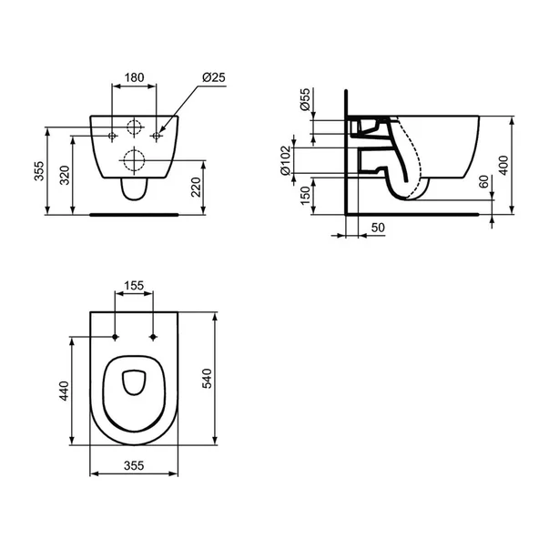 Set vas WC suspendat Ideal Standard Atelier Blend Curve alb si capac softclose picture - 12