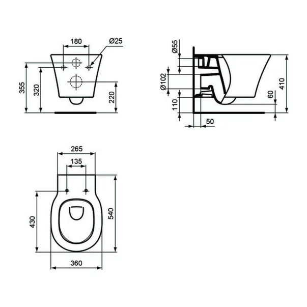 Set vas wc suspendat Ideal Standard Connect Air AquaBlade negru mat cu capac slim softclose picture - 2