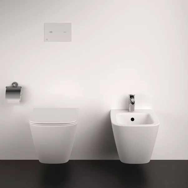 Set vas WC suspendat Ideal Standard I.life B alb cu bideu si capac slim softclose picture - 2