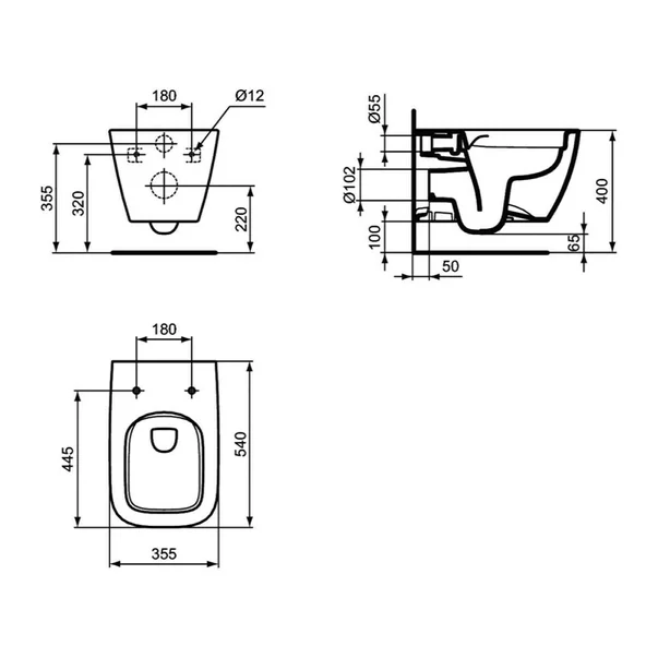 Set vas wc suspendat Ideal Standard I.life B alb cu capac si rezervor cu cadru incastrat si clapeta picture - 4