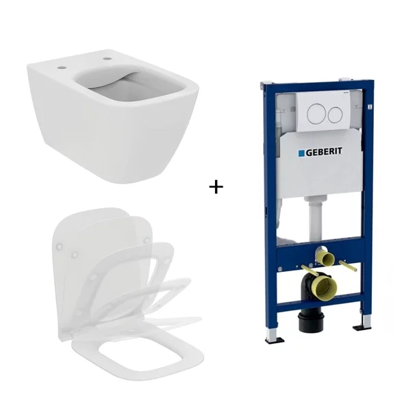 Set vas WC suspendat Ideal Standard I.life B cu capac slim softclose si set rezervor cu cadru incastrat si clapeta alba picture - 1