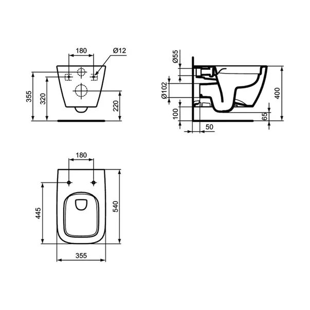 Set vas WC suspendat Ideal Standard I.life B cu capac slim softclose si set rezervor cu cadru incastrat si clapeta alba picture - 6