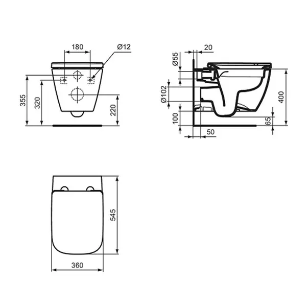 Set vas WC suspendat Ideal Standard I.Life B rimless alb si capac softclose picture - 8