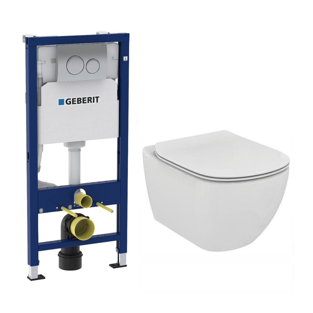 Set vas wc suspendat Ideal Standard Tesi AquaBlade cu capac clapeta si rezervor Geberit Duofix Delta Plus Aquablade