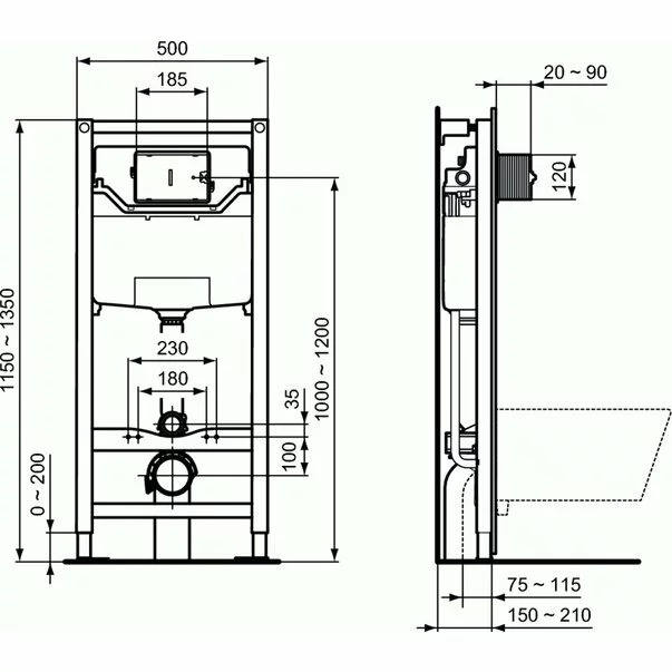 Set vas wc suspendat Ideal Standard Tesi AquaBlade cu capac inchidere normala si rezervor Ideal Standard Prosys picture - 5