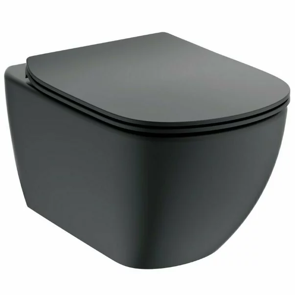 Set vas wc suspendat Ideal Standard Tesi Aquablade cu capac slim softclose negru mat Silk Black picture - 3