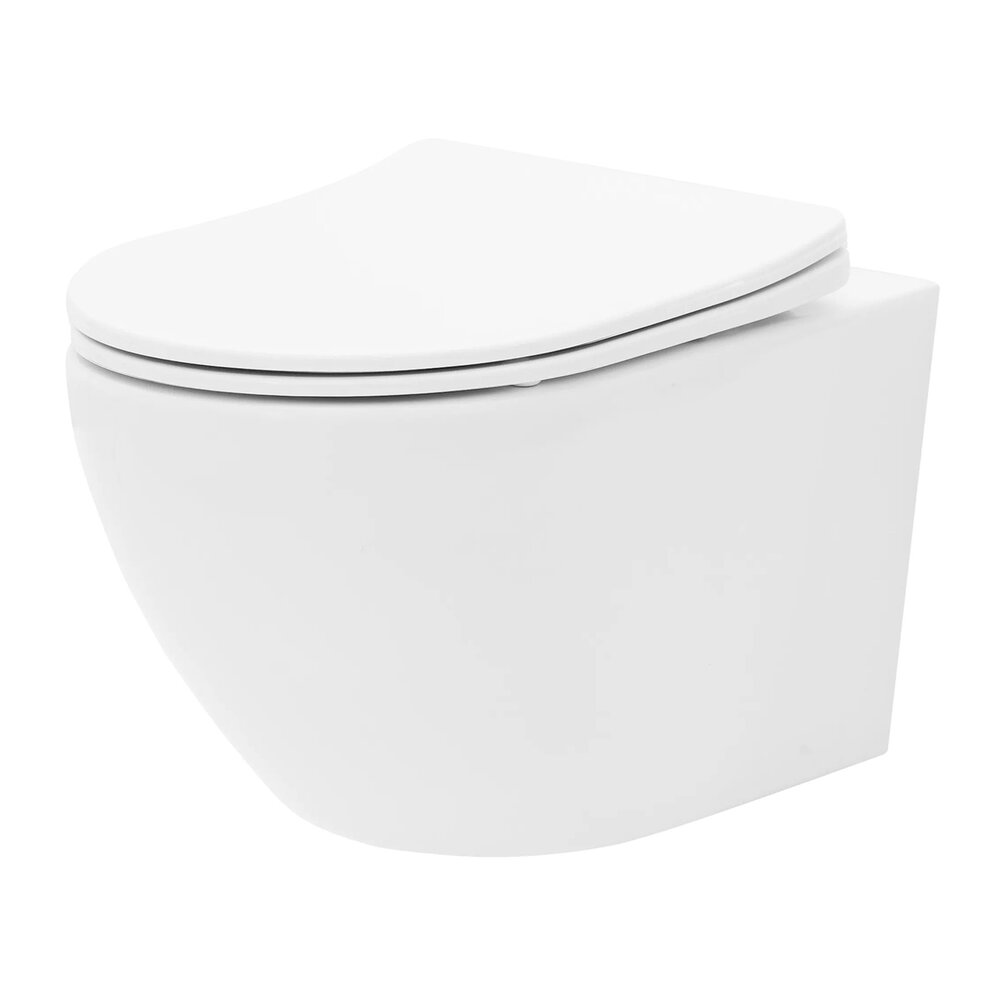 Set vas wc suspendat Rea Carlo Mini Basic rimless alb cu capac softclose neakaisa.ro imagine 2022