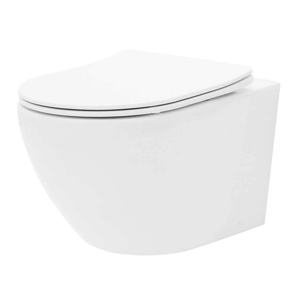 Set vas wc suspendat Rea Carlo Mini rimless alb cu capac softclose neakaisa.ro