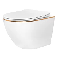Set vas WC suspendat Rea Carlo rimless alb - auriu cu capac softclose picture - 1