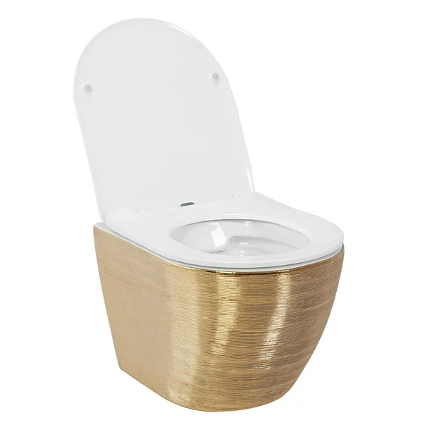 Set vas wc suspendat Rea Carlo rimless auriu periat cu capac softclose picture - 4