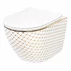 Set vas wc suspendat Rea Carlos Flat Diamond alb - auriu cu capac softclose picture - 1