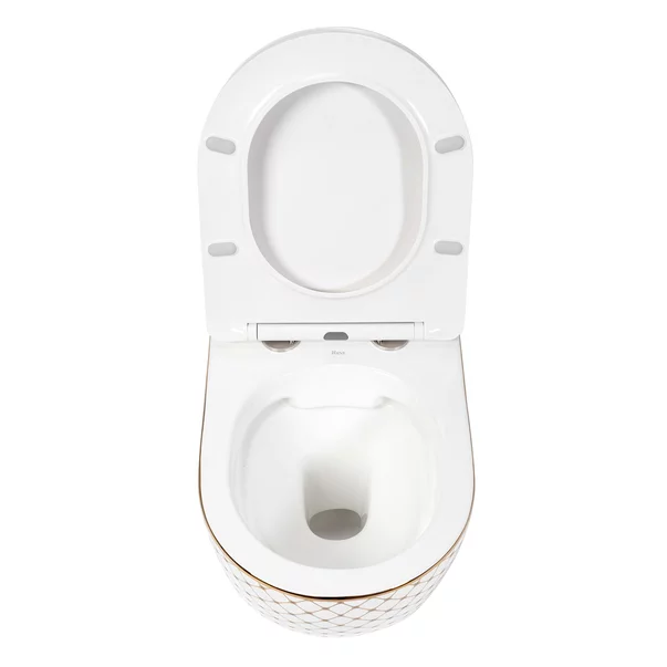 Set vas wc suspendat Rea Carlos Flat Diamond alb - auriu cu capac softclose picture - 5