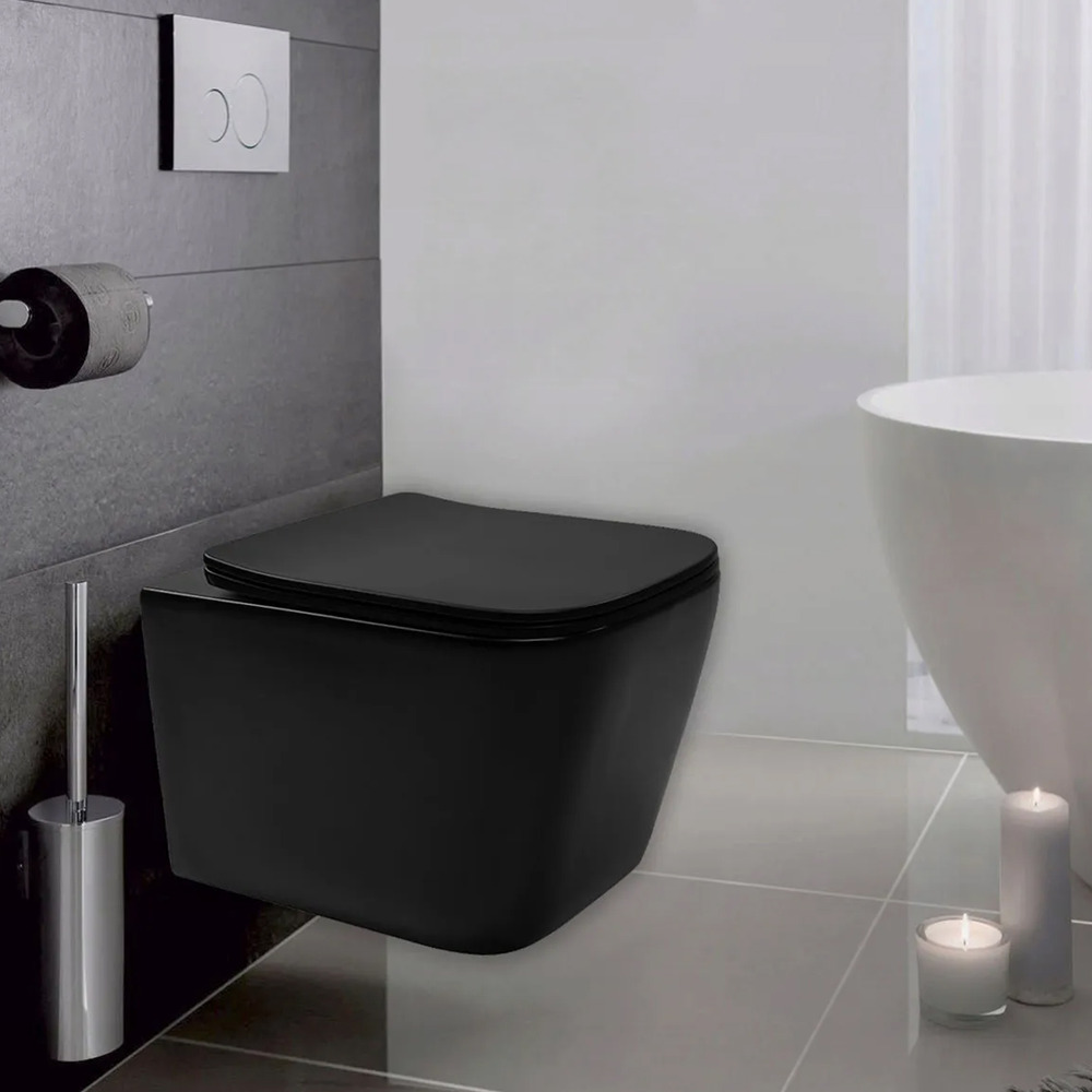 Set vas WC suspendat Rea Raul negru mat cu capac softclose neakaisa.ro