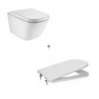 Set vas wc suspendat Roca The Gap cu capac softclose slim alb