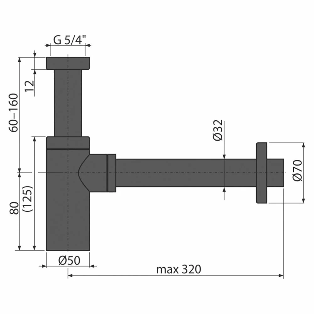 Sifon lavoar negru Alca A400BLACK DN32 metalic A400BLACK | Neakaisa.ro
