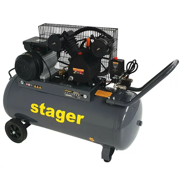 Compresor aer 100L Stager HMV0.25/100 8bar, 324L/min, monofazat, angrenare curea picture - 3