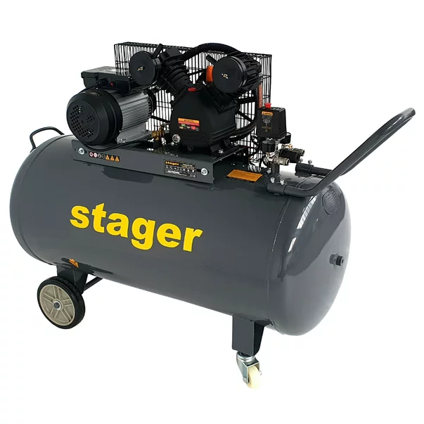 Compresor aer 250L Stager HMV0.25/250 8bar, 324L/min, monofazat, angrenare curea picture - 3