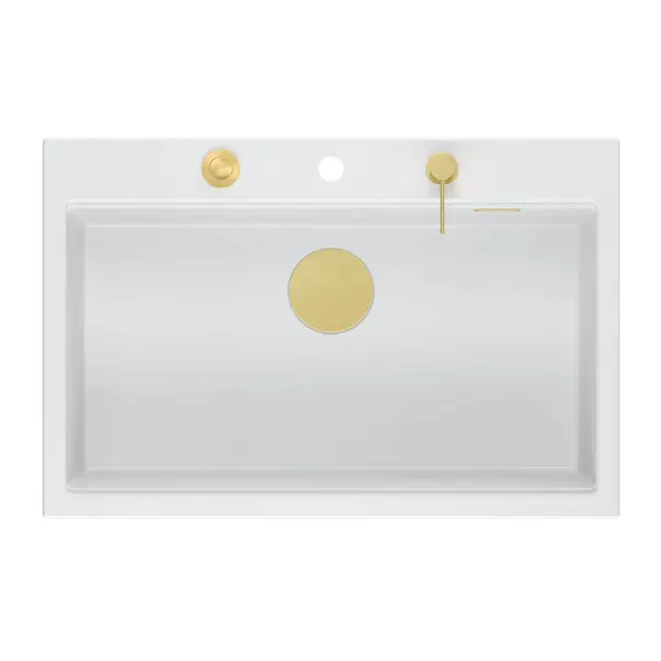 Statie de lucru incastrata cu dozator sapun Quadron Unique Marc alb - auriu 76x50 cm picture - 5