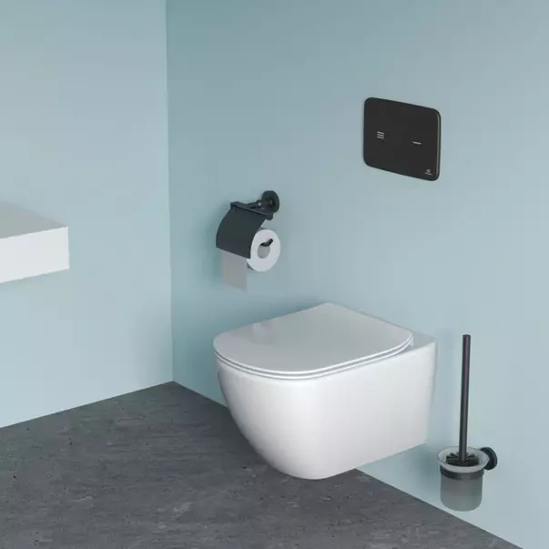 Suport hartie igienica cu aparatoare Ideal Standard IOM negru mat picture - 3