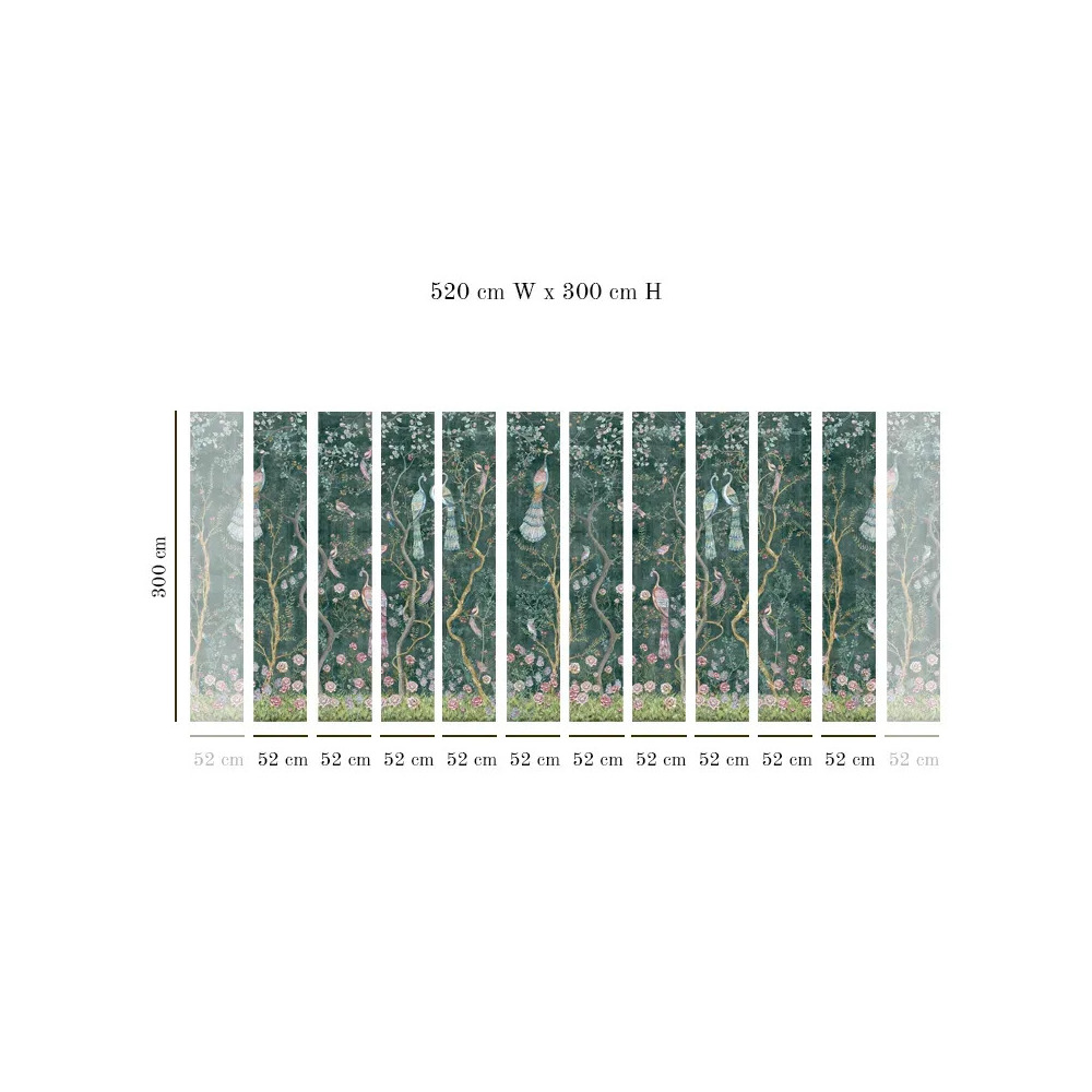 Tapet VLAdiLA Peacock Chinoiserie in Emerald 520 x 300 cm 300