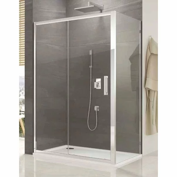 Usa de nisa culisanta cu perete fix SanSwiss Ocelia 120 cm sticla securizata 5mm anticalcar