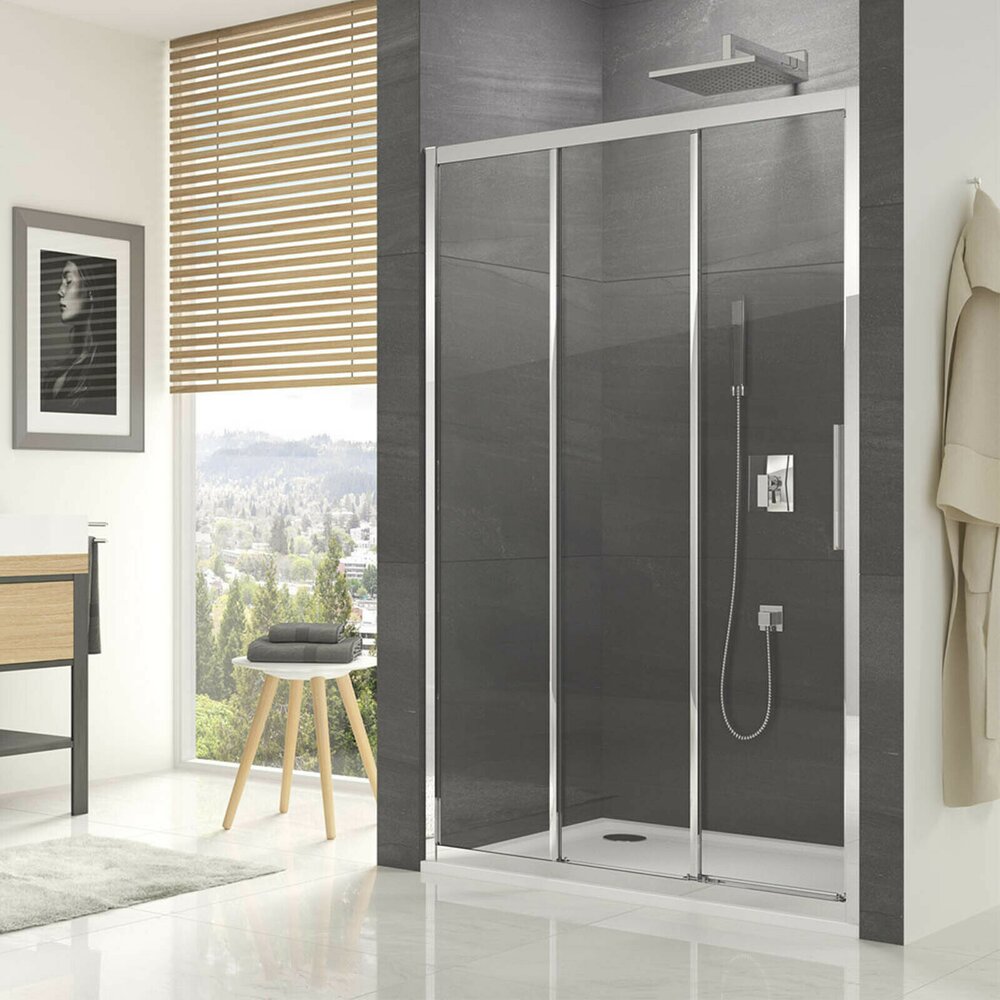 Usa de nisa culisanta SanSwiss Ocelia 80 cm sticla 6 mm crom lucios baie imagine 2022