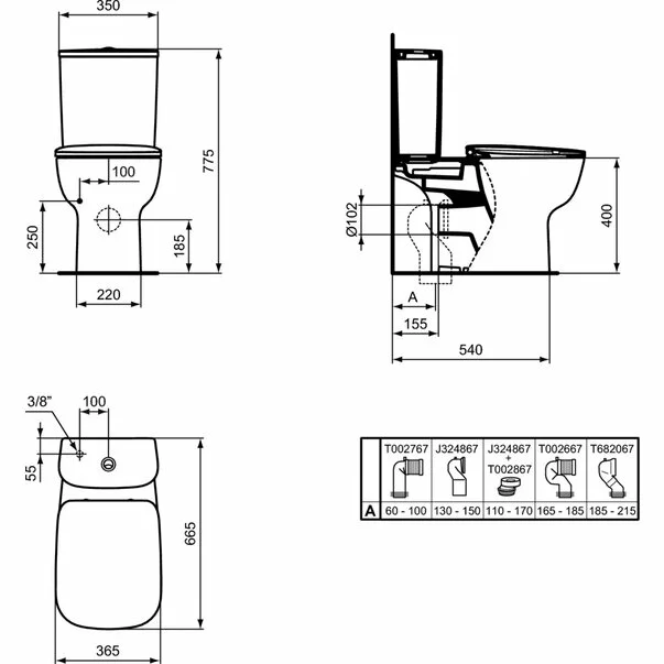 Vas wc pe pardoseala ideal Standard Esedra Aquablade cu evacuare orizontala picture - 2