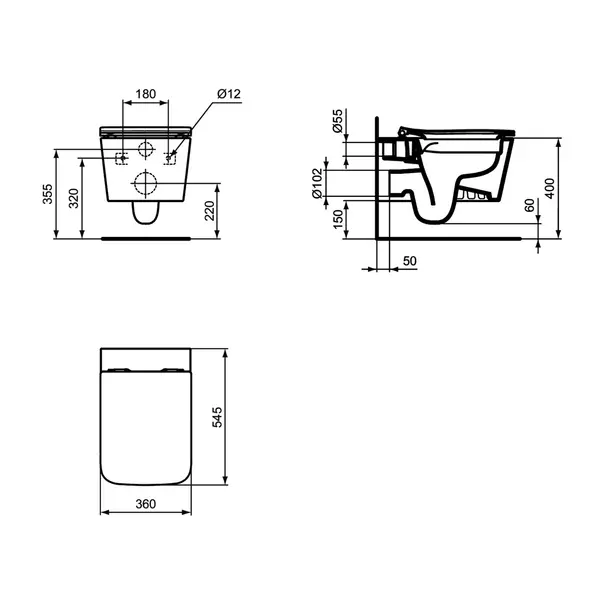 Vas WC suspendat Ideal Standard Atelier Blend Cube rimless alb lucios picture - 10