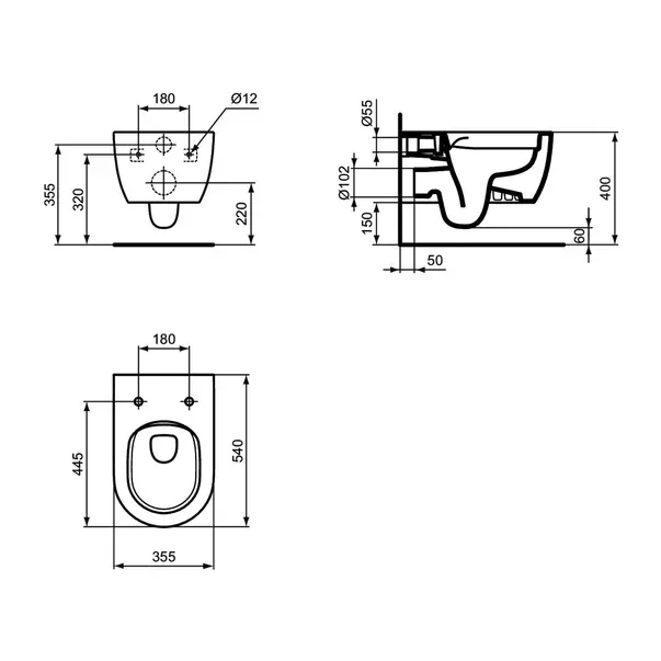Vas WC suspendat Ideal Standard Atelier Blend Curve rimless alb lucios picture - 10