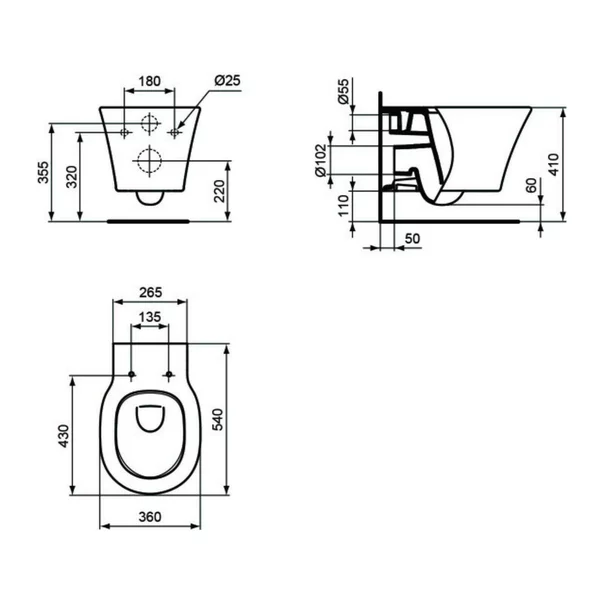 Vas wc suspendat Ideal Standard Connect Air AquaBlade negru mat picture - 2