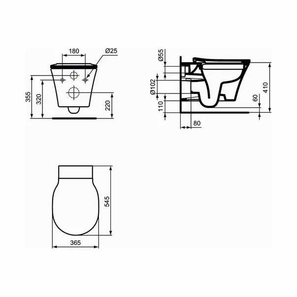 Vas wc suspendat Ideal Standard Connect Air rimless negru mat picture - 3