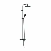 Душ колона с термостатичен смесител и матово черен чучур за вана Hansgrohe Vernis Blend 240