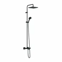 Душ колона с термостатичен смесител и матово черен чучур за вана Hansgrohe Vernis Shape 240