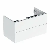Geberit One лъскав бял стенен шкаф 90 см с 2 чекмеджета
