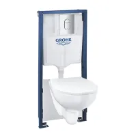 Grohe Solido 5 в 1 комплект за окачване на тоалетна чиния, скрито казанче с хромиран капак Arena и керамичен капак Bau