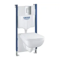 Grohe Solido 5 в 1 комплект за окачване на тоалетна чиния, скрито казанче с хромиран капак Even и капак Start Edge