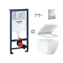 Комплект казанче Grohe Rapid SL с капак Skate Cosmopolitan и тоалетна чиния Grohe Euro Ceramic Triple Vortex с капак с плавно затваряне