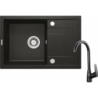Комплект кухненска мивка и смесител Deante Corio 67x44 см, черно-графитно покритие