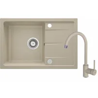 Комплект кухненска мивка и смесител Deante Leda бежово покритие 67x44см