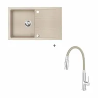 Комплект кухненска мивка с обръщаема форма Ferro beige и смесител Zumba 2F