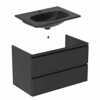 Комплект стенен шкаф и мивка Ideal Standard Tesi, матово черен 80 см